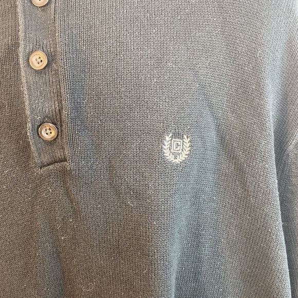 Chaps Dark Blue Sweater, Mock Turtleneck 1/4 Button Up, Brown Details Men's XXL - Picture 2 of 8